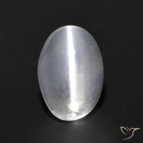 0.98ct طبيعي أبيض شفاف عين القط سيليمانايت, بيضوي, شفاف