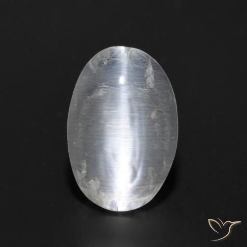 0.92ct طبيعي أبيض شفاف عين القط سيليمانايت, بيضوي, شفاف