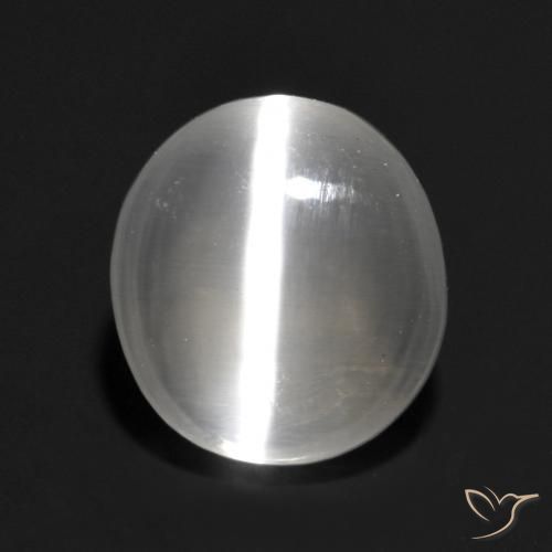 1.30ct طبيعي أبيض عين القط سيليمانايت, بيضوي, شفاف
