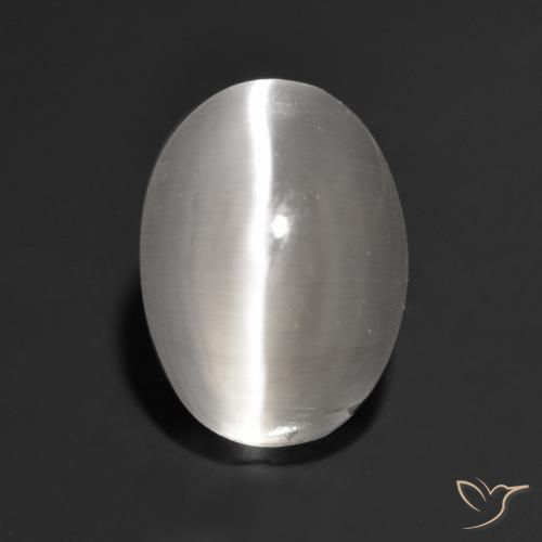 1.34ct طبيعي رمادى فاتح جدا عين القط سيليمانايت, بيضوي, شفاف
