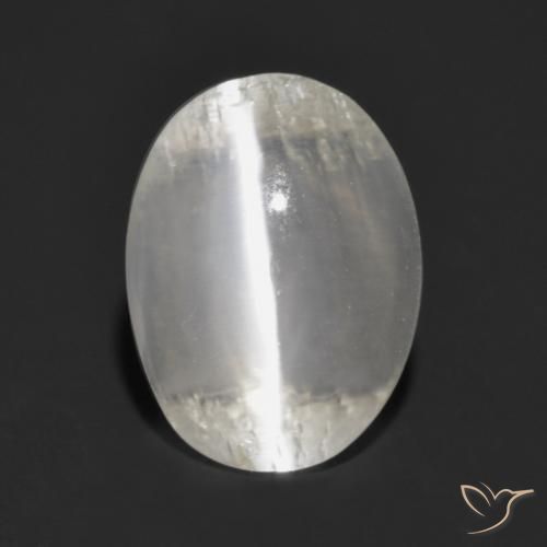 1.47ct طبيعي رمادى فاتح جدا عين القط سيليمانايت, بيضوي, شفاف