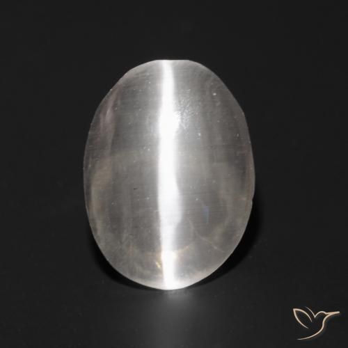 0.96ct طبيعي رمادى فاتح جدا عين القط سيليمانايت, بيضوي, شفاف