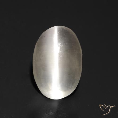 1.05ct طبيعي رمادى فاتح جدا عين القط سيليمانايت, بيضوي, شفاف