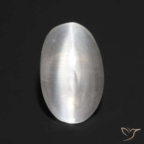 0.83ct طبيعي أبيض شفاف عين القط سيليمانايت, بيضوي, شفاف