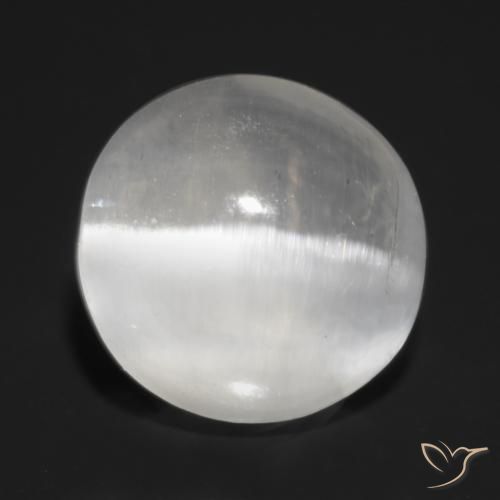 1.32ct طبيعي أبيض شفاف عين القط سيليمانايت, دائري, شفاف