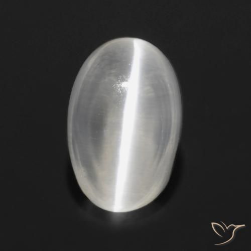 0.97ct طبيعي أبيض شفاف عين القط سيليمانايت, بيضوي, شفاف