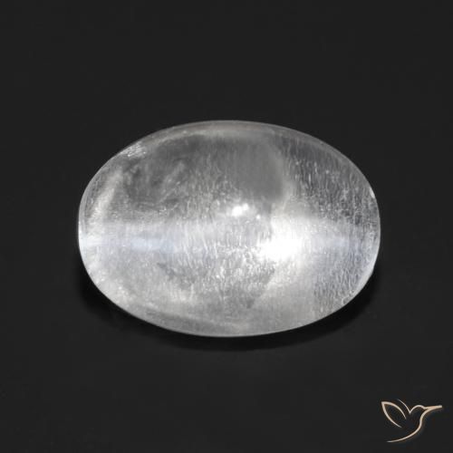 0.88ct طبيعي أبيض شفاف عين القط سيليمانايت, بيضوي, شفاف