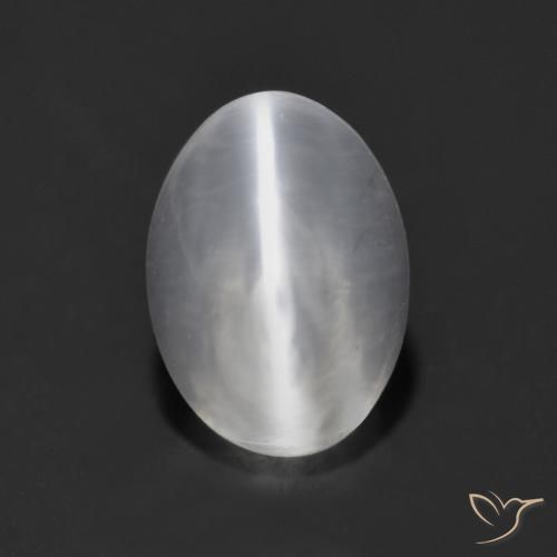 1.37ct طبيعي أبيض عين القط سيليمانايت, بيضوي, شفاف