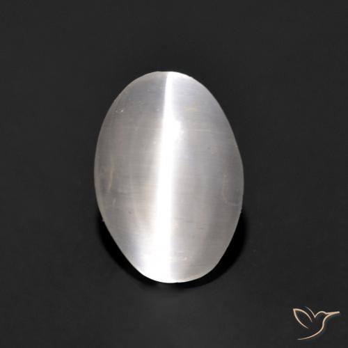 0.96ct طبيعي رمادى فاتح جدا عين القط سيليمانايت, بيضوي, شفاف