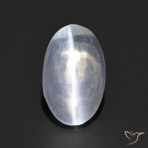 1.14ct طبيعي أبيض مزرق عين القط سيليمانايت, بيضوي, شفاف
