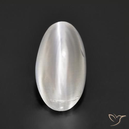 1.37ct طبيعي أبيض عين القط سيليمانايت, بيضوي, شفاف