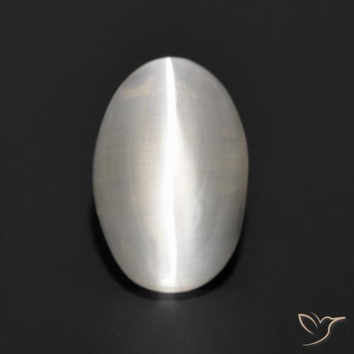 1.14ct طبيعي رمادى فاتح جدا عين القط سيليمانايت, بيضوي, نصف شفاف