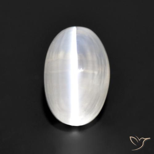 1.38ct طبيعي رمادى فاتح جدا عين القط سيليمانايت, بيضوي, شفاف