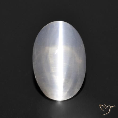 1.14ct طبيعي رمادى فاتح جدا عين القط سيليمانايت, بيضوي, شفاف