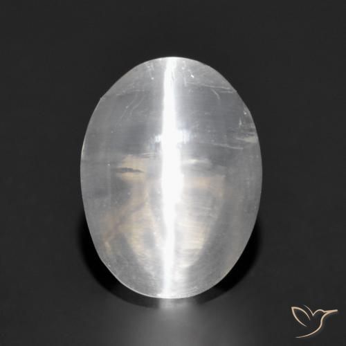 1.32ct طبيعي رمادى فاتح جدا عين القط سيليمانايت, بيضوي, شفاف