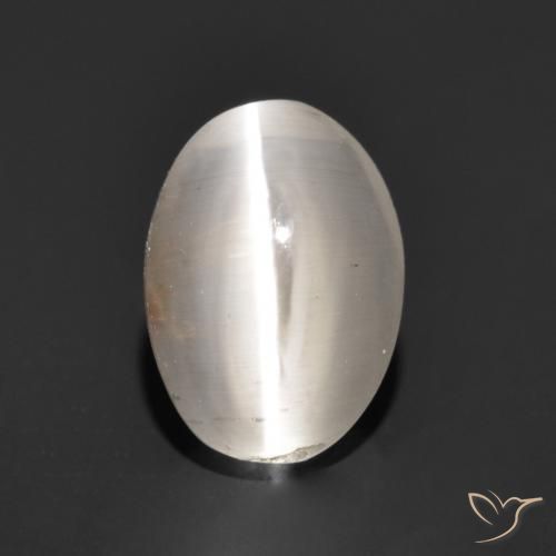 1.24ct طبيعي رمادى فاتح جدا عين القط سيليمانايت, بيضوي, نصف شفاف
