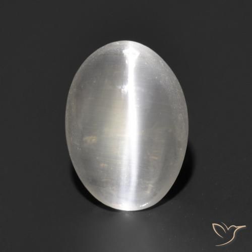 1.17ct طبيعي رمادى فاتح جدا عين القط سيليمانايت, بيضوي, شفاف