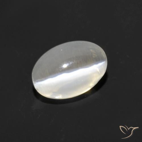 1.06ct طبيعي أبيض دافئ عين القط سيليمانايت, بيضوي, شفاف