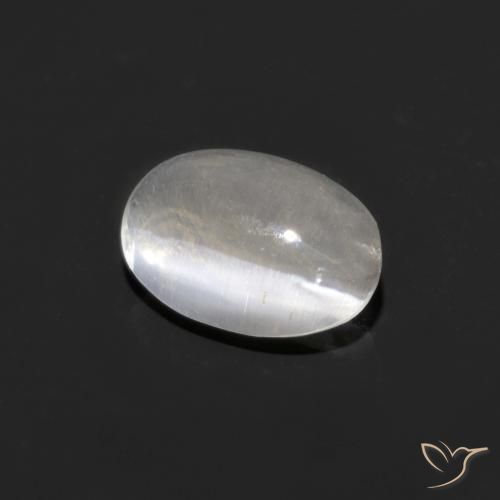 0.92ct طبيعي أبيض عين القط سيليمانايت, بيضوي, شفاف
