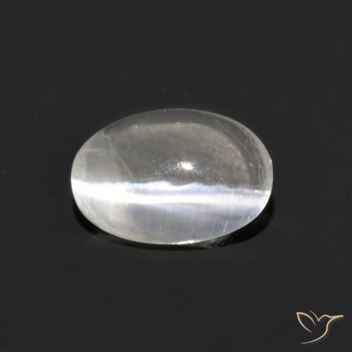 0.76ct طبيعي أبيض دافئ عين القط سيليمانايت, بيضوي, شفاف
