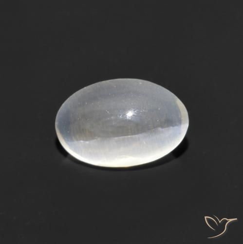 0.88ct طبيعي أبيض شفاف عين القط سيليمانايت, بيضوي, شفاف