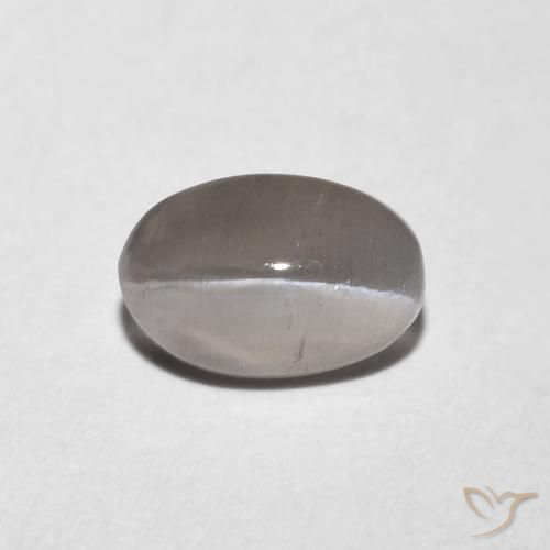 0.99ct طبيعي رمادى فاتح جدا عين القط سيليمانايت, بيضوي, شفاف