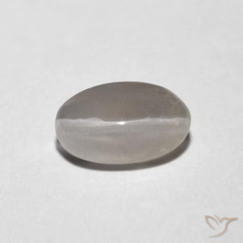 1.06ct طبيعي رمادى فاتح جدا عين القط سيليمانايت, بيضوي, شفاف