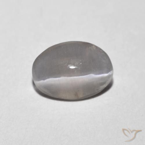 0.73ct طبيعي رمادى فاتح جدا عين القط سيليمانايت, بيضوي, شفاف