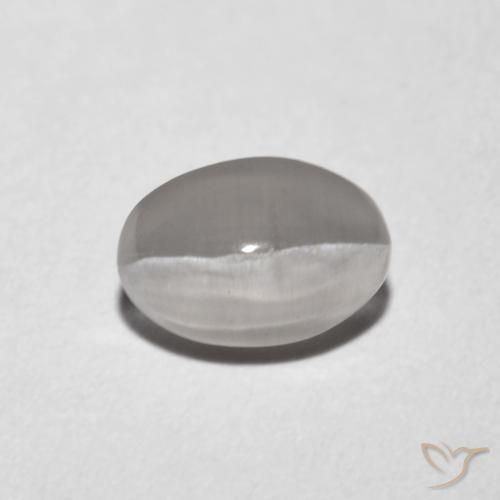 1.18ct طبيعي رمادى فاتح جدا عين القط سيليمانايت, بيضوي, شفاف