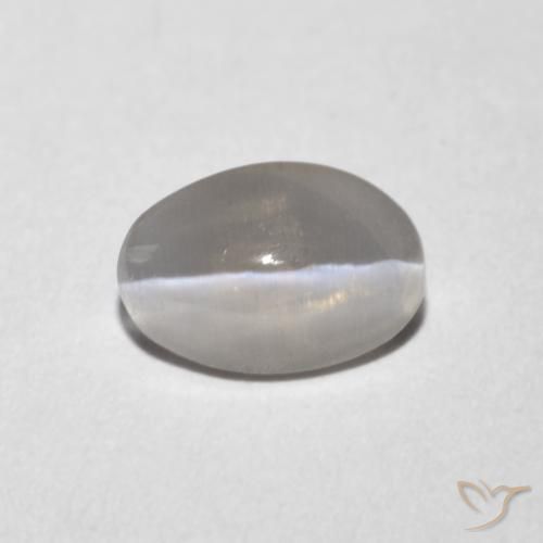 1.02ct طبيعي رمادى فاتح جدا عين القط سيليمانايت, بيضوي, شفاف