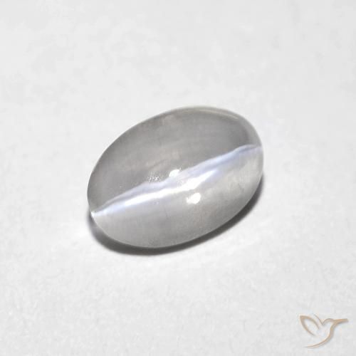 0.82ct طبيعي رمادى فاتح جدا عين القط سيليمانايت, بيضوي, شفاف