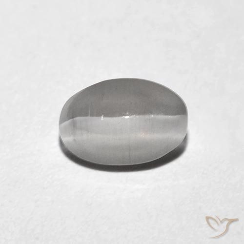 0.85ct طبيعي رمادى فاتح جدا عين القط سيليمانايت, بيضوي, شفاف
