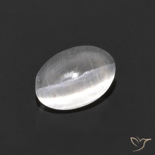 0.84ct طبيعي رمادى فاتح جدا عين القط سيليمانايت, بيضوي, شفاف