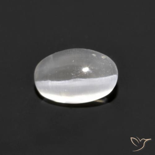 0.77ct طبيعي رمادى فاتح جدا عين القط سيليمانايت, بيضوي, غير شفاف