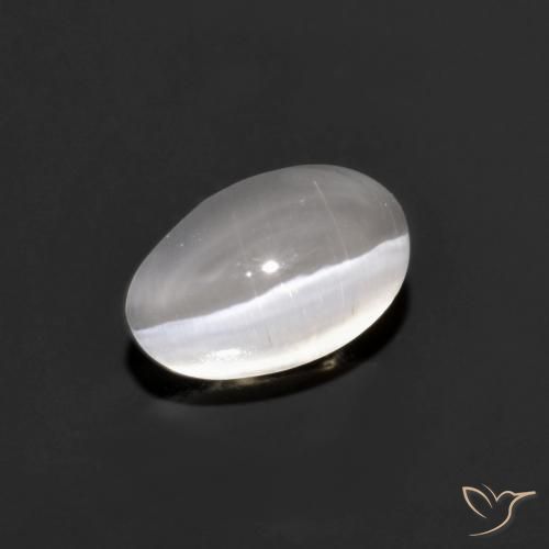 1.14ct طبيعي رمادى فاتح جدا عين القط سيليمانايت, بيضوي, شفاف