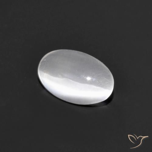 0.77ct طبيعي رمادى فاتح جدا عين القط سيليمانايت, بيضوي, شفاف