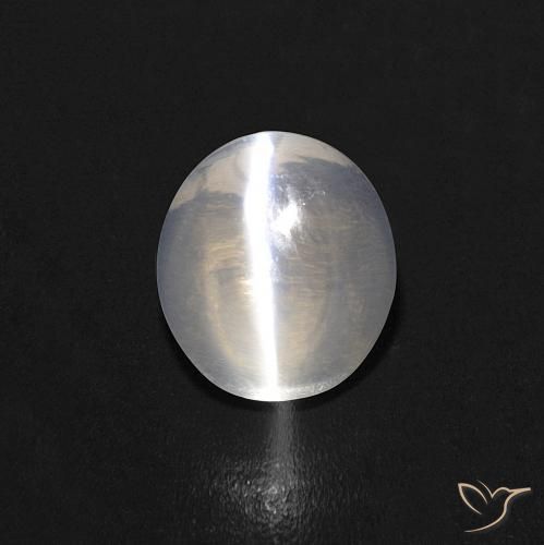 1.08ct طبيعي أبيض دافئ عين القط سيليمانايت, بيضوي, شفاف