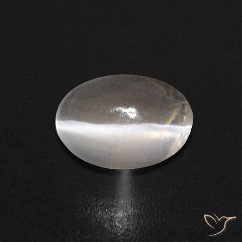 0.68ct طبيعي أبيض دافئ عين القط سيليمانايت, بيضوي, شفاف