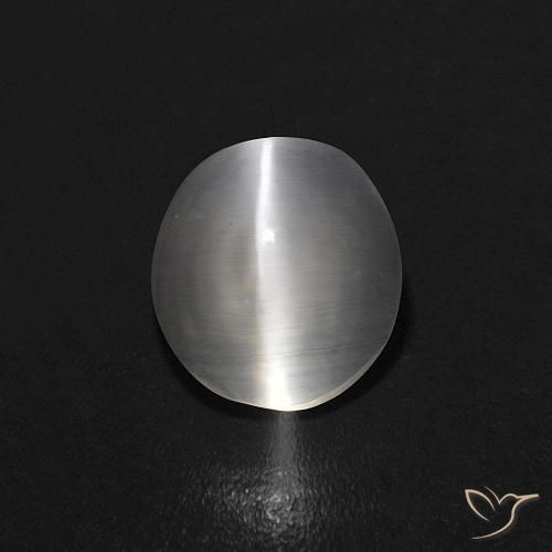 1.08ct طبيعي أبيض دافئ عين القط سيليمانايت, بيضوي, شفاف
