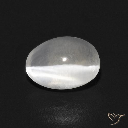 0.87ct طبيعي أبيض دافئ عين القط سيليمانايت, بيضوي, شفاف