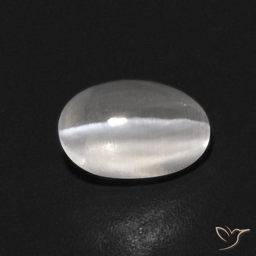 0.86ct طبيعي أبيض شفاف عين القط سيليمانايت, بيضوي, شفاف
