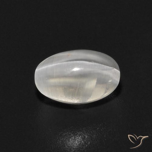 0.89ct طبيعي أبيض دافئ عين القط سيليمانايت, بيضوي, شفاف