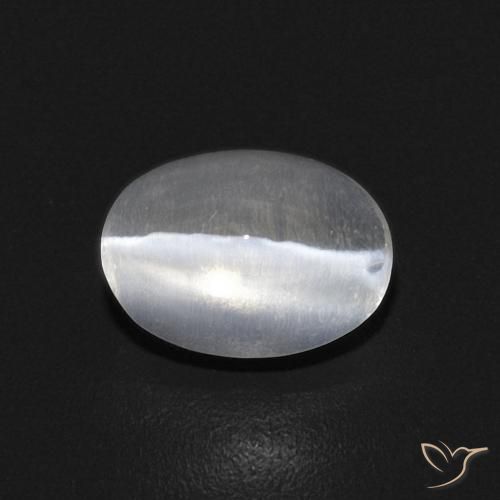 0.91ct طبيعي أبيض عين القط سيليمانايت, بيضوي, شفاف