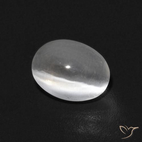0.84ct طبيعي أبيض عين القط سيليمانايت, بيضوي, شفاف