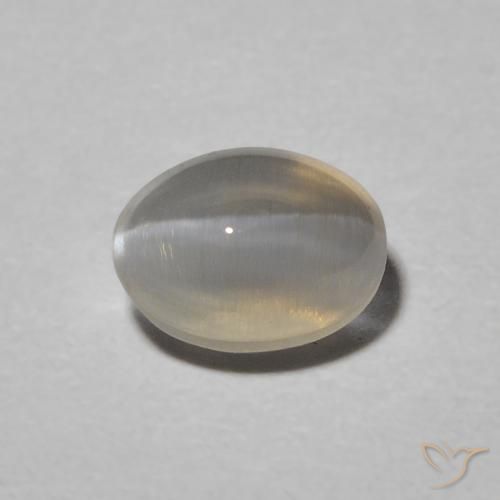 1.00ct طبيعي رمادى فاتح عين القط سيليمانايت, بيضوي, نصف شفاف