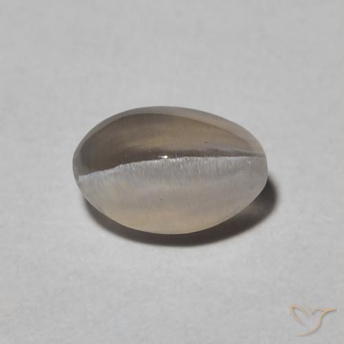 0.97ct طبيعي Warm Grey عين القط سيليمانايت, بيضوي, نصف شفاف
