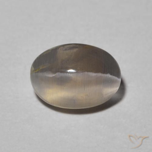0.99ct طبيعي رمادى فاتح عين القط سيليمانايت, بيضوي, نصف شفاف