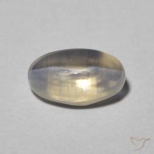 0.97ct طبيعي Warm Grey عين القط سيليمانايت, بيضوي, نصف شفاف