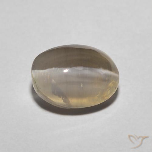 1.32ct طبيعي بنى أصفر فاتح عين القط سيليمانايت, بيضوي, نصف شفاف