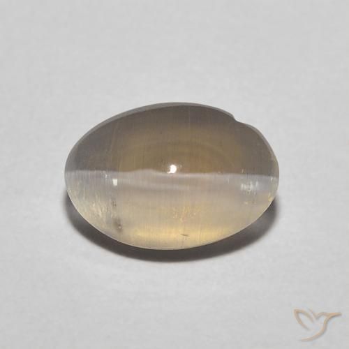 1.11ct طبيعي بنى محايد عين القط سيليمانايت, بيضوي, نصف شفاف